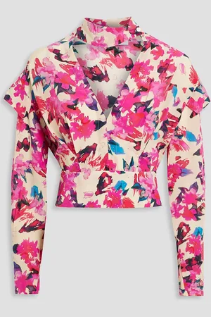 IRO Martina cropped cutout silk-crepe top - Pink - FR 36