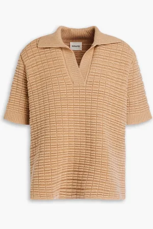 Khaite Textured-knit cashmere-blend polo shirt - Neutral - M