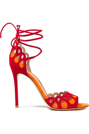 Gianvito Rossi Samba two-tone lace-up cutout suede sandals - - EU 36