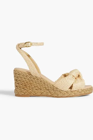 Stuart Weitzman Playa faux raffia espadrille wedge sandals - Neutral - EU 38.5