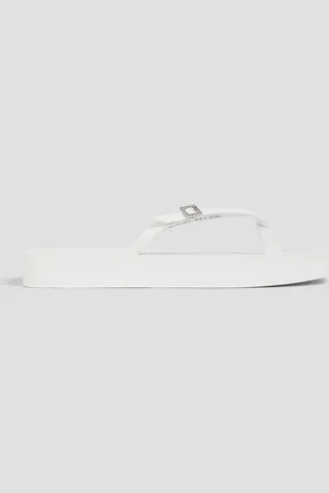 Stuart Weitzman Embellished faux leather platform flip flops - - EU 37.5