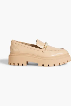Stuart Weitzman Perla embellished patent-leather platform loafers - Neutral - EU 39