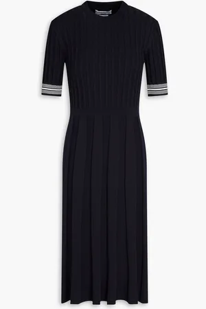 Thom Browne Pleated cable-knit cotton dress - Blue - IT 36