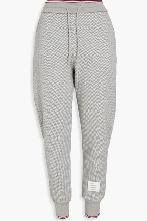 Thom Browne Herringbone cotton track pants - Gray - IT 38