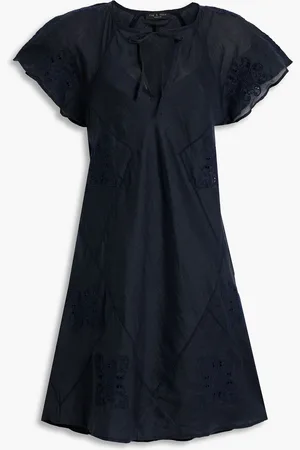 RAG&BONE Delancy broderie anglaise ramie mini dress - Blue - L