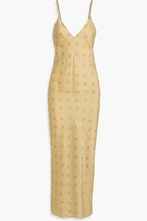 Frame Floral-print silk-satin jacquard maxi slip dress - Neutral - S