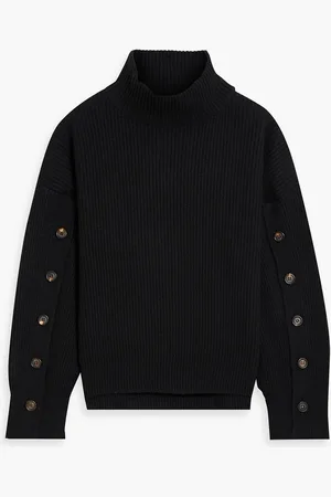 Brunello Cucinelli Button-detailed ribbed cashmere turtleneck sweater - - 3XL