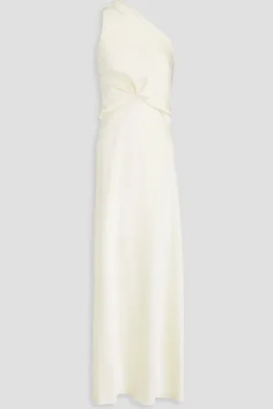 Serafini One-shoulder draped satin maxi dress - White - IT 40