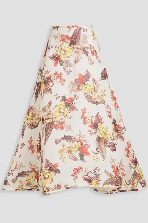 ZIMMERMANN Floral-print linen and silk-blend gauze maxi skirt - White - 2