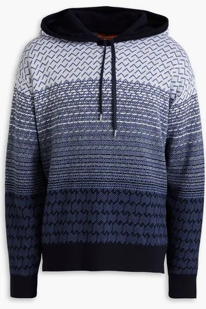 Missoni Jacquard-knit wool and cotton-blend hoodie - Blue - M