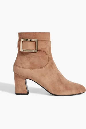 Roger Vivier Trompette buckled suede ankle boots - Neutral - EU 35