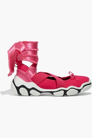 RED(V) Satin-trimmed bow-detailed neoprene sneakers - Pink - EU 38