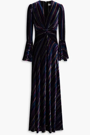 Diane von Furstenberg Sudha twisted striped devoré-velvet maxi dress - - US 2