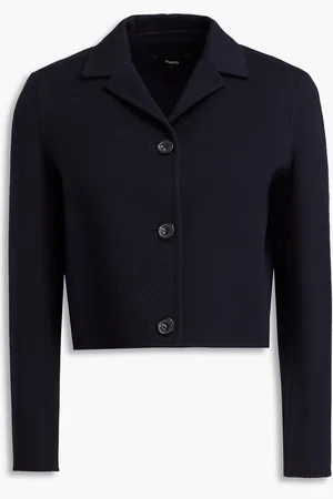 THEORY Cropped wool and cashmere-blend felt jacket - Blue - US 12