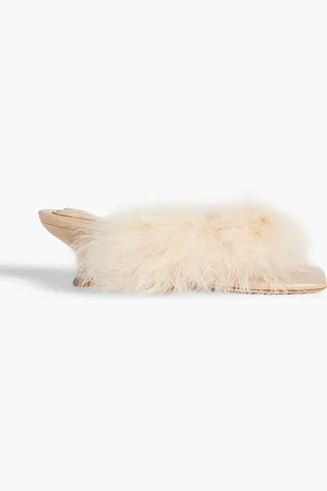 Sleeper Pom feather-embellished leather mules - White - EU 38
