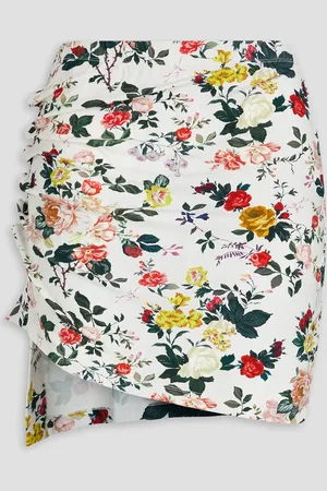 Paco rabanne Ruched floral-print jersey mini skirt - White - FR 36