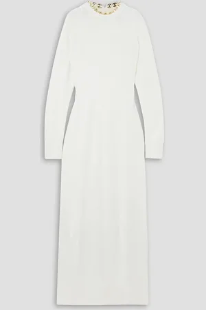 Paco rabanne Embellished merino wool and cashmere-blend maxi dress - White - XS