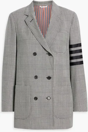 Thom Browne Double-breasted Prince of Wales checked wool-tweed blazer - - IT 40