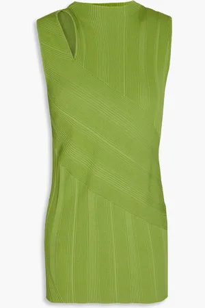 Diane von Furstenberg Artemsia cutout ribbed-knit top - Green - XXS