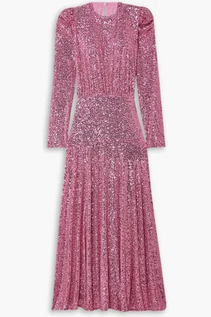 RIXO London Cerise gathered sequined stretch-tulle midi dress - - UK 14
