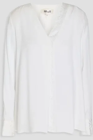 Diane von Furstenberg Linsette lace-trimmed crepe de chine top - - XS