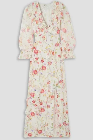 RIXO London Linnett ruffled floral-print silk-chiffon maxi dress - White - UK 14