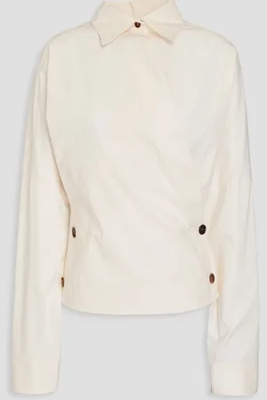 Serafini Cotton-blend poplin wrap top - White - IT 36