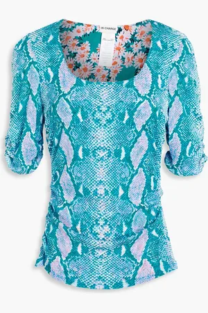 Diane von Furstenberg Ali reversible printed stretch-mesh top - - XXS