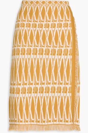 Diane von Furstenberg Fargo wrap-effect jacquard-knit skirt - Yellow - XXS