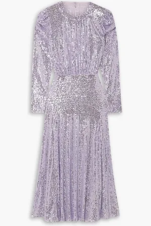RIXO London Cerise gathered sequined stretch-tulle midi dress - Purple - UK 20