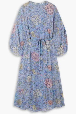 RIXO London Pia belted floral-print metallic fil coupé georgette midi dress - Purple - UK 12