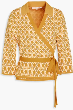 Diane von Furstenberg Meara jacquard-knit wrap cardigan - Yellow - XS