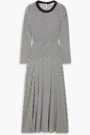 RIXO London Cerise striped stretch-jersey midi dress - Blue - UK 6