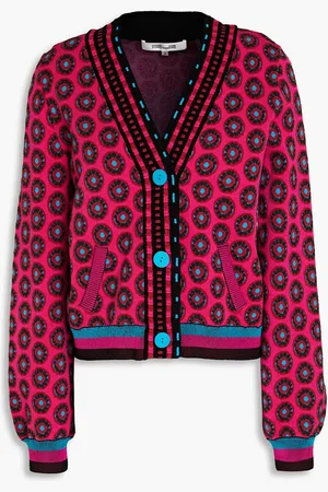 Diane von Furstenberg Bryant intarsia-knit cardigan - Pink - XS