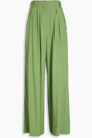Diane von Furstenberg Bellini pleated crepe wide-leg pants - Green - US 00