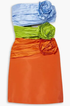 Carolina Herrera Strapless color-block silk-faille mini dress - - US 2