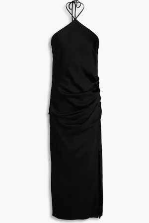 Simkhai Hansel ruched satin-crepe halterneck midi dress - - US 8