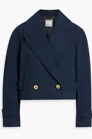 Simkhai Olina cropped double-breasted cotton jacket - Blue - US 0
