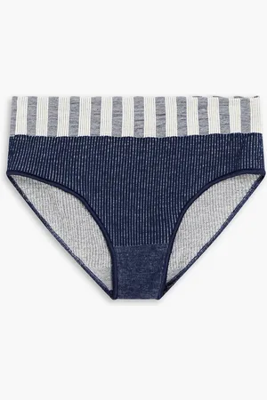 Baserange Bell ribbed cotton-blend mid-rise briefs - Blue - M/L