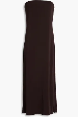 tibi Harlow strapless jersey midi dress - Brown - US 8
