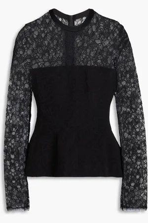 Simkhai Prima corded lace-paneled cloqué peplum top - - US 8