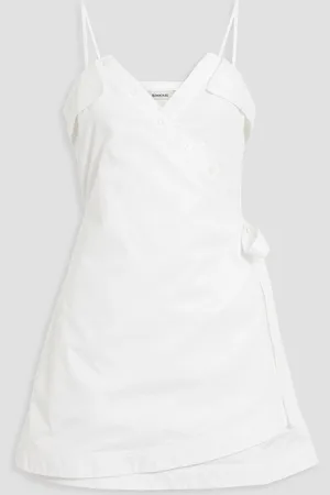 Simkhai Harbor wrap-effect cotton-poplin mini dress - - US 8