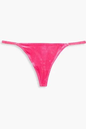 LOVE Stories Roomie satin-trimmed velvet thong - - IT III