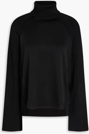 Simkhai Mateo satin-paneled knitted turtleneck sweater - White - M