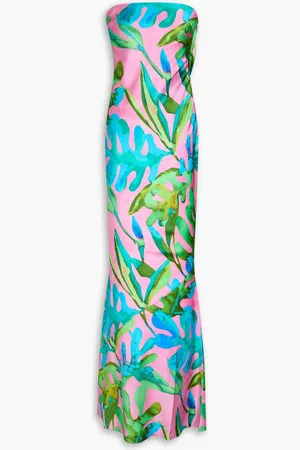 Retrofete Keaton strapless printed silk-blend maxi dress - Blue - S