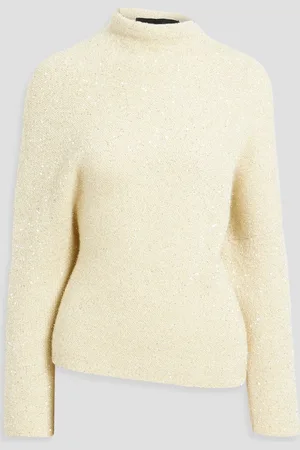 Proenza Schouler Sequined tinsel and knitted turtleneck sweater - White - L