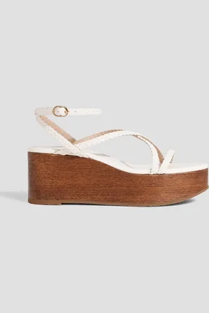Stuart Weitzman Wovette braided leather platform sandals - White - US 7