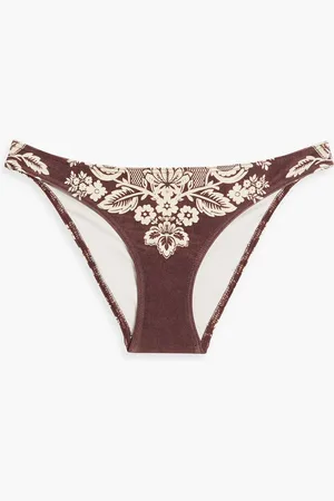 ZIMMERMANN Floral-print low-rise bikini briefs - Brown - 0