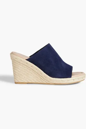 Stuart Weitzman Mykonos suede espadrille wedge mules - Blue - EU 36