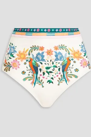 ZIMMERMANN Floral-print high-rise bikini briefs - White - 2